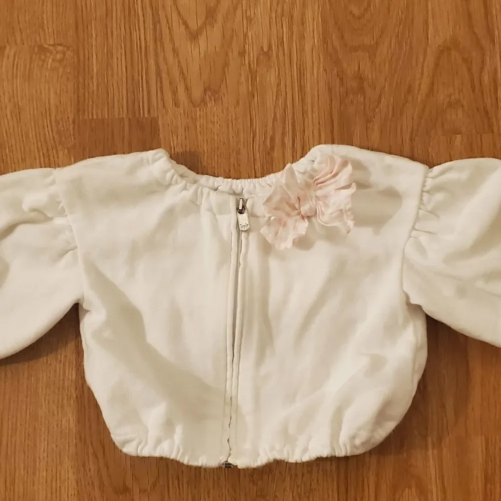 Il Gufo White Balloon Sleeve Front Zip Jacket size 9 months